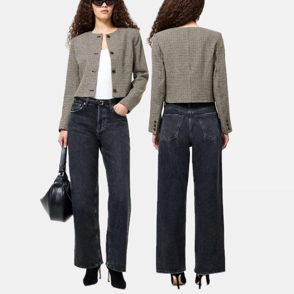 French Connection Houndstooth Check Collarless Cr… - image 2